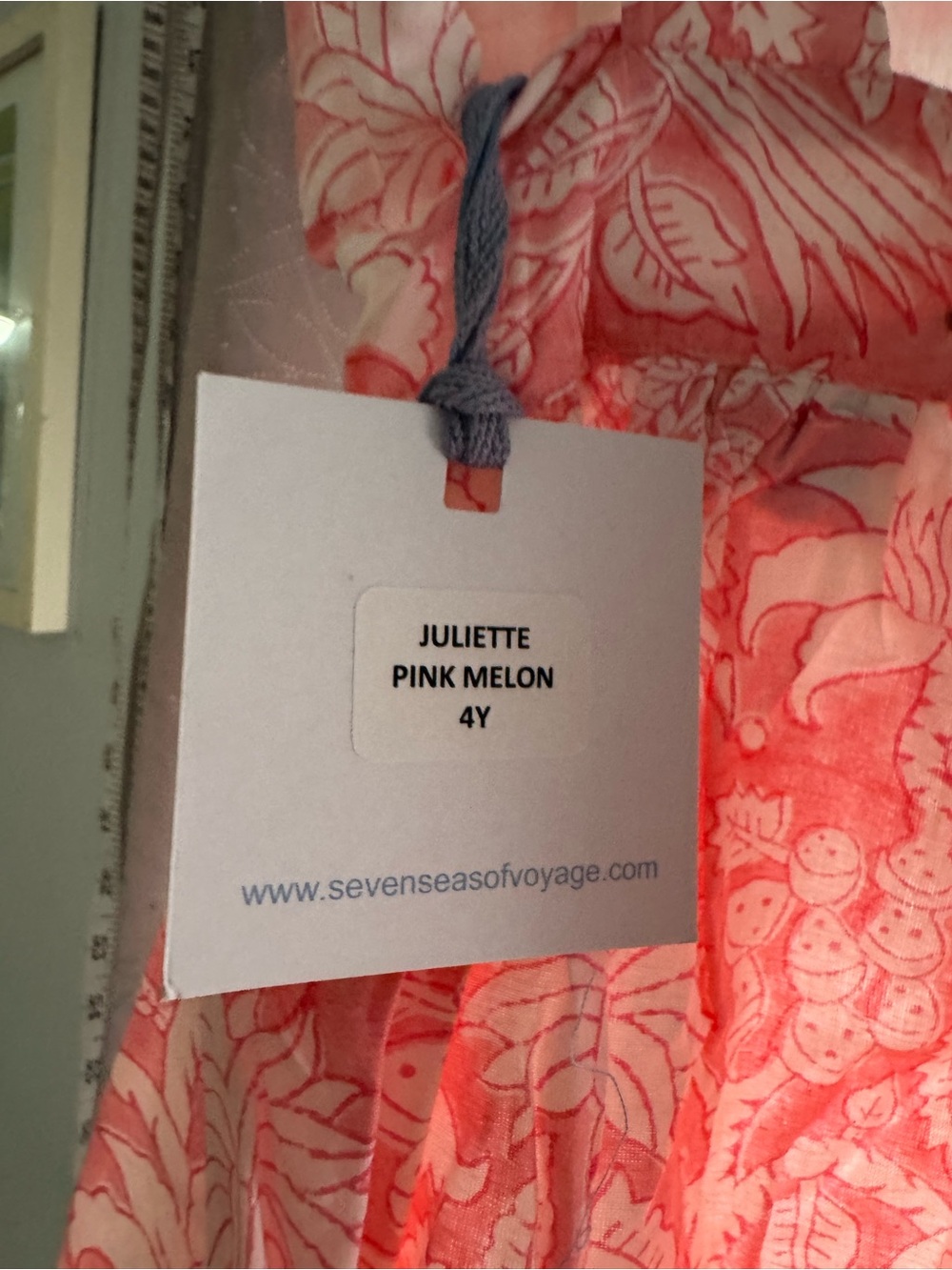 Girls' Coral-Patterned Ruffle Dress - Picture 5 of 5